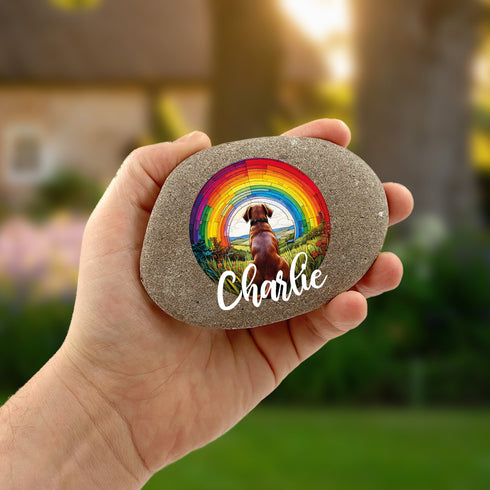 Rainbow Labrador Chocolate Personalised Pebble